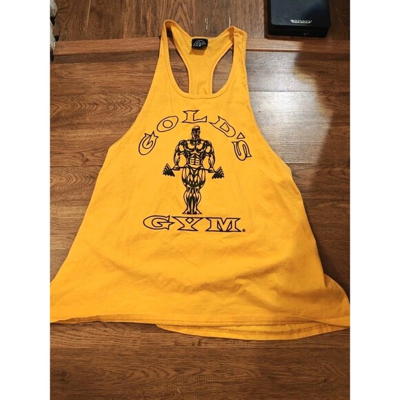 Golds Gym Muscle Tank Top Men’s 2XL Yellow Spaghetti Strap Made In USA - Picture 1 of 6